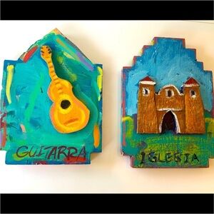 Two hand painted & signed plaques by Carlos Fresquez a renowned Chicano artist